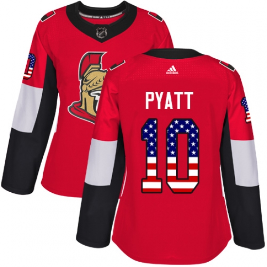 Women's Adidas Ottawa Senators #10 Tom Pyatt Authentic Red USA Flag Fashion NHL Jersey - Ujersey