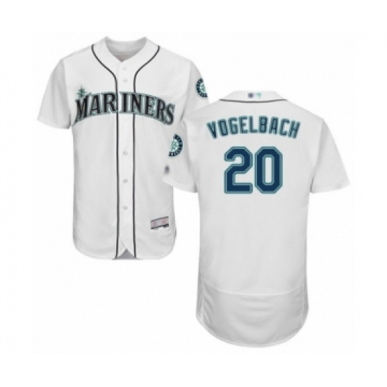 Men's Seattle Mariners #20 Daniel Vogelbach White Home Flex Base Authentic Collection Baseball Player Jersey - Ujersey
