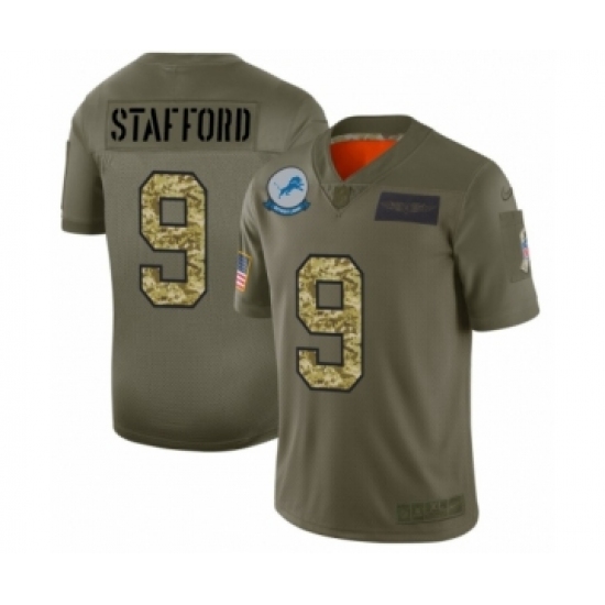 Men's Detroit Lions #9 Matthew Stafford 2019 Olive Camo Salute to Service Limited Jersey - Ujersey