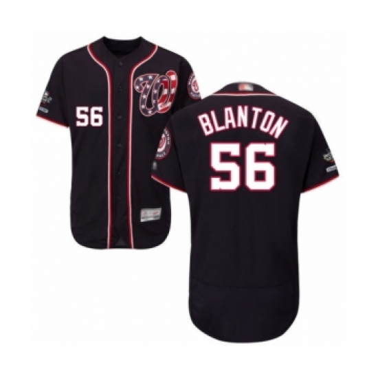 Men's Washington Nationals #56 Joe Blanton Navy Blue Alternate Flex Base Authentic Collection 2019 World Series Champions Baseball Jersey - Ujersey