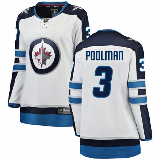 Women's Winnipeg Jets #3 Tucker Poolman Fanatics Branded White Away Breakaway NHL Jersey - Ujersey