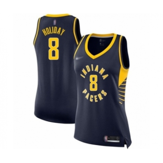 Women's Indiana Pacers #8 Justin Holiday Swingman Navy Blue Basketball Jersey - Icon Edition