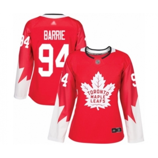 Women's Toronto Maple Leafs #94 Tyson Barrie Authentic Red Alternate Hockey Jersey - Ujersey
