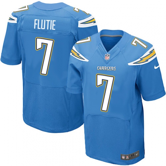 Men's Nike Los Angeles Chargers #7 Doug Flutie Elite Electric Blue Alternate NFL Jersey - Ujersey
