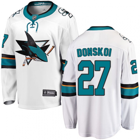 Youth San Jose Sharks #27 Joonas Donskoi Fanatics Branded White Away Breakaway NHL Jersey - Ujersey