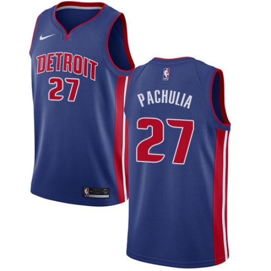 Men's Nike Detroit Pistons #27 Zaza Pachulia Swingman Royal Blue NBA Jersey - Icon Edition - Ujersey