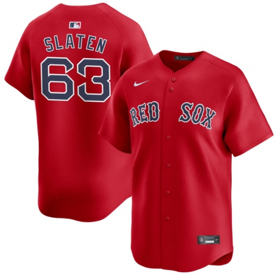 Men's Boston Red Sox #63 Justin Slaten Red 2025 Alternate Limited Stitched Baseball Jersey - Ujersey