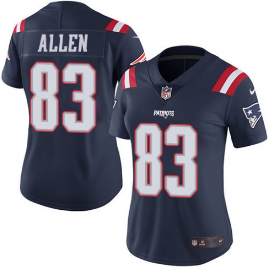 Women's Nike New England Patriots #83 Dwayne Allen Limited Navy Blue Rush Vapor Untouchable NFL Jersey - Ujersey