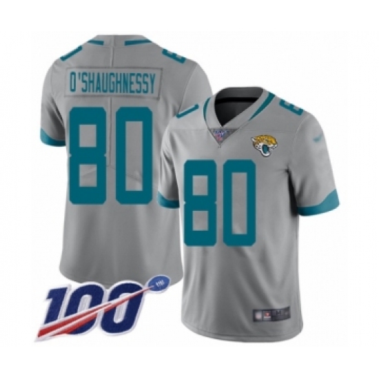 Youth Jacksonville Jaguars #80 James O'Shaughnessy Silver Inverted Legend Limited 100th Season Football Jersey - Ujersey