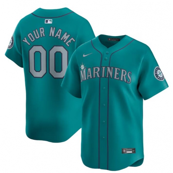 Men's Seattle Mariners Active Player Custom Aqua Alternate Limited Stitched jersey - Ujersey