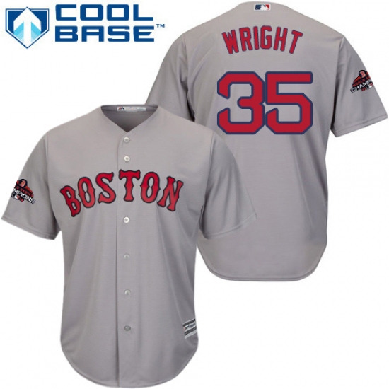 Youth Majestic Boston Red Sox #35 Steven Wright Authentic Grey Road Cool Base 2018 World Series Champions MLB Jersey - Ujersey