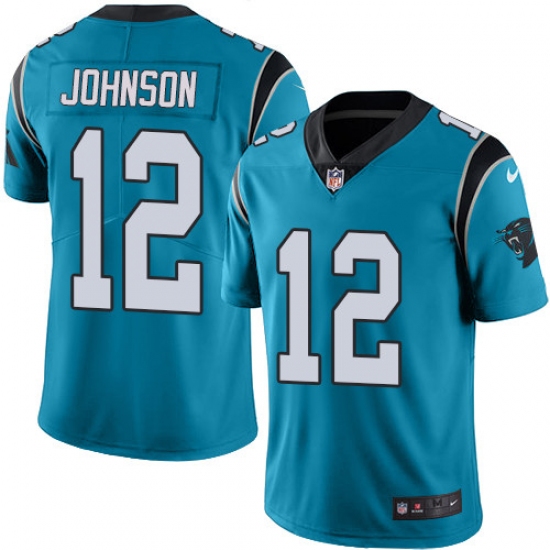 Youth Nike Carolina Panthers #12 Charles Johnson Blue Alternate Vapor Untouchable Limited Player NFL Jersey - Ujersey