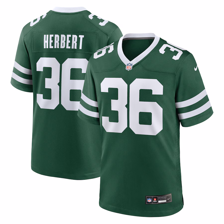 Men's New York Jets Khalil Herbert Nike Legacy Green Team Game Jersey - Ujersey