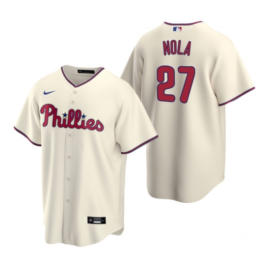 Men's Nike Philadelphia Phillies #27 Aaron Nola Cream Alternate Stitched Baseball Jersey - Ujersey