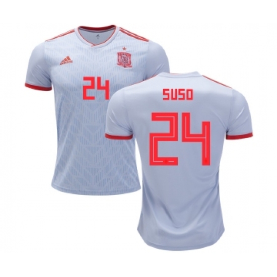 Spain #24 Suso Away Soccer Country Jersey