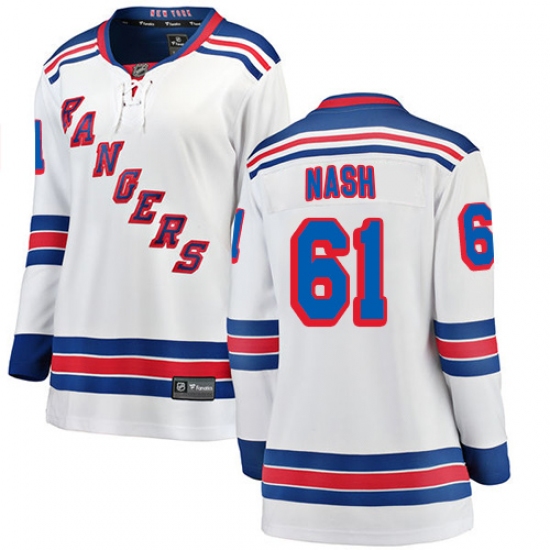 Women's New York Rangers #61 Rick Nash Fanatics Branded White Away Breakaway NHL Jersey - Ujersey