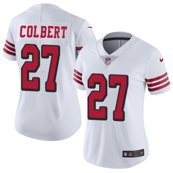 Women Nike San Francisco 49ers #27 Adrian Colbert Limited White Rush Vapor Untouchable NFL Jersey - Ujersey