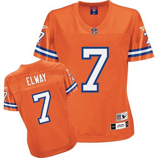 Reebok Denver Broncos #7 John Elway Orange Women's Throwback Team Color Replica NFL Jersey - Ujersey