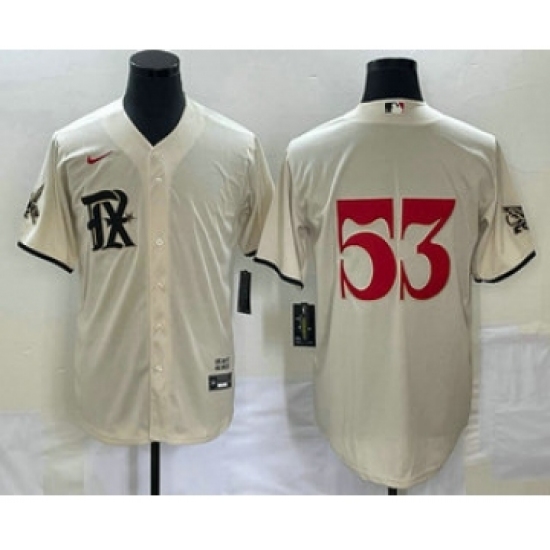 Men's Texas Rangers #53 Adolis Garcia Cream 2023 City Connect Cool Base Stitched Jersey - Ujersey
