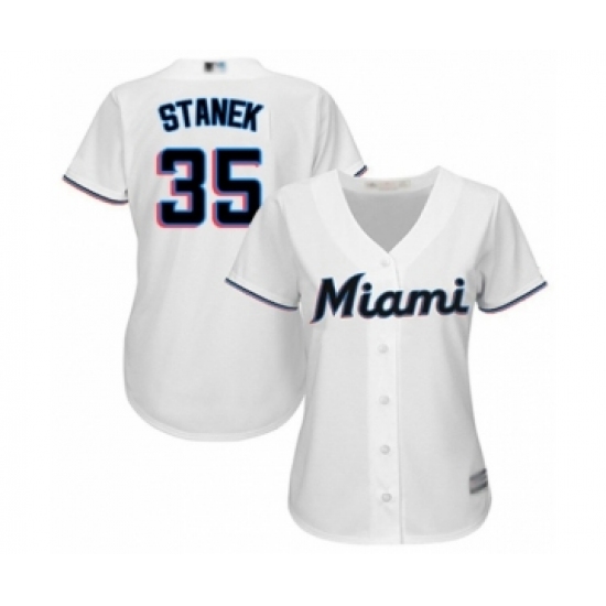 Women's Miami Marlins #35 Ryne Stanek Authentic White Home Cool Base Baseball Player Jersey