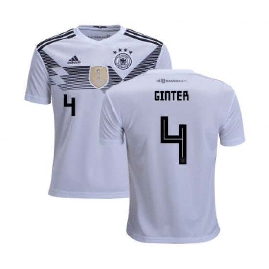 Germany #4 Ginter White Home Kid Soccer Country Jersey