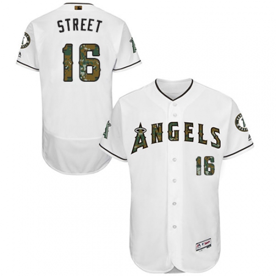 Men's Majestic Los Angeles Angels of Anaheim #16 Huston Street Authentic White 2016 Memorial Day Fashion Flex Base MLB Jersey - Ujersey