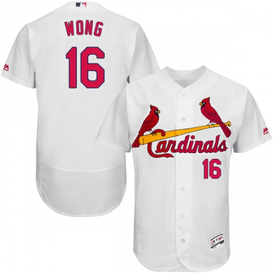 Men's Majestic St. Louis Cardinals #16 Kolten Wong White Home Flex Base Authentic Collection MLB Jersey - Ujersey