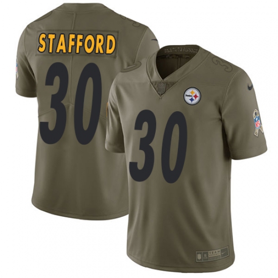 Youth Nike Pittsburgh Steelers #30 Daimion Stafford Limited Olive 2017 Salute to Service NFL Jersey - Ujersey