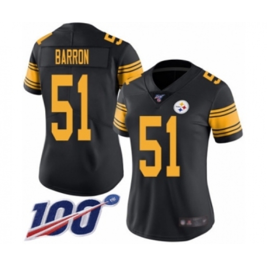 Women's Pittsburgh Steelers #51 Mark Barron Limited Black Rush Vapor Untouchable 100th Season Football Jersey - Ujersey