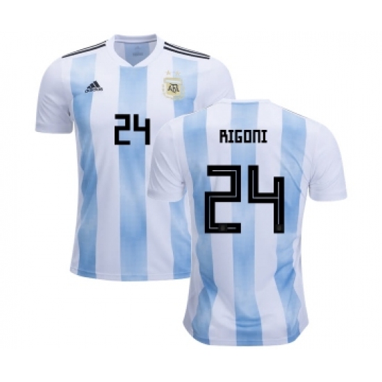 Argentina #24 Rigoni Home Kid Soccer Country Jersey