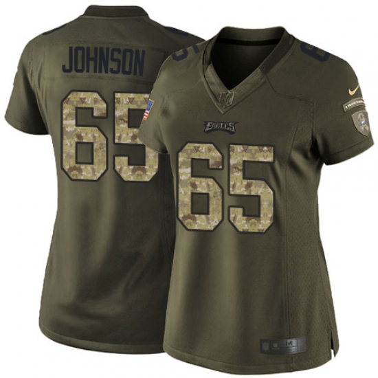 Women's Nike Philadelphia Eagles #65 Lane Johnson Elite Green Salute to Service NFL Jersey - Ujersey