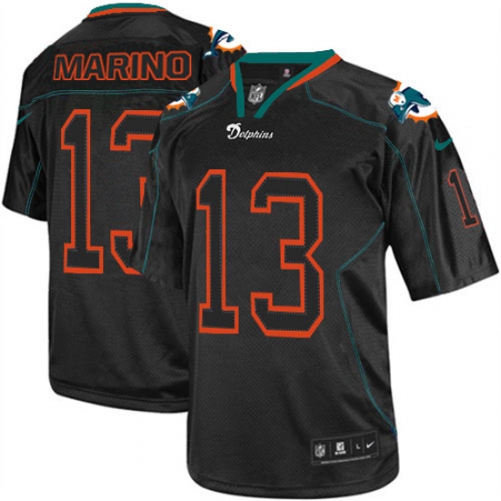 Men's Nike Miami Dolphins #13 Dan Marino Elite Lights Out Black NFL Jersey - Ujersey