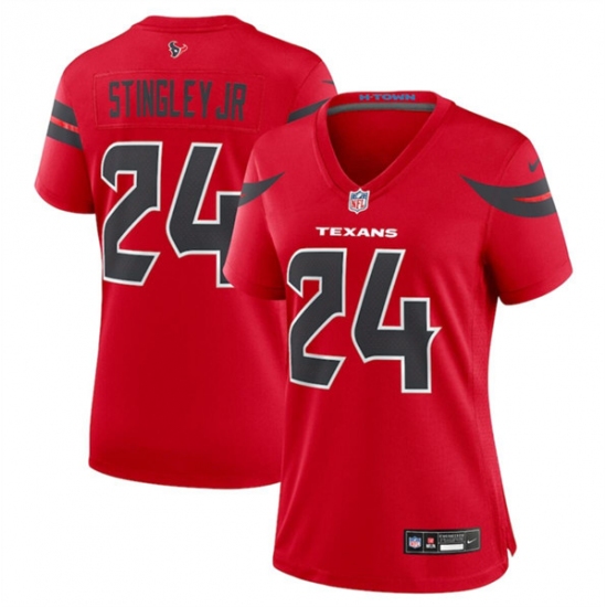 Women's Houston Texans #24 Derek Stingley Jr. Red 2024 Alternate Stitched Jersey - Ujersey