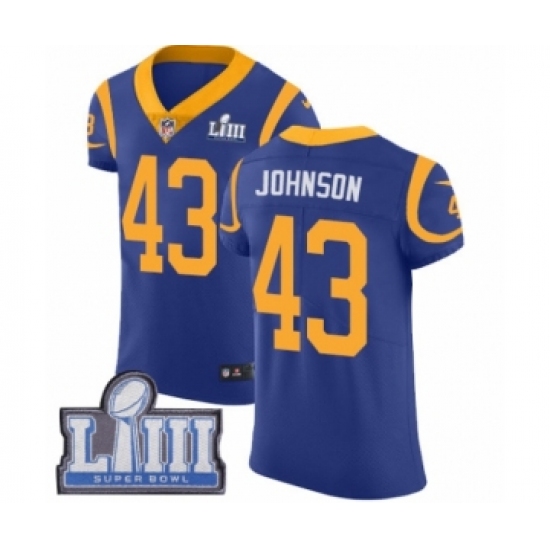Men's Nike Los Angeles Rams #43 John Johnson Royal Blue Alternate Vapor Untouchable Elite Player Super Bowl LIII Bound NFL Jersey - Ujersey