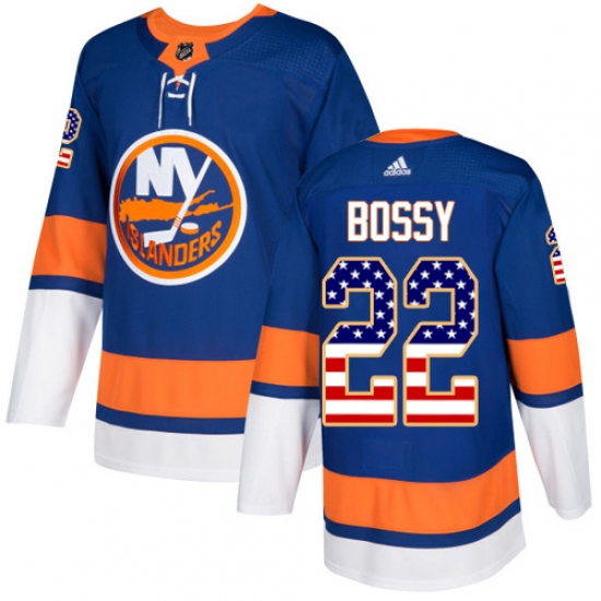 Men's Adidas New York Islanders #22 Mike Bossy Authentic Royal Blue USA Flag Fashion NHL Jersey - Ujersey