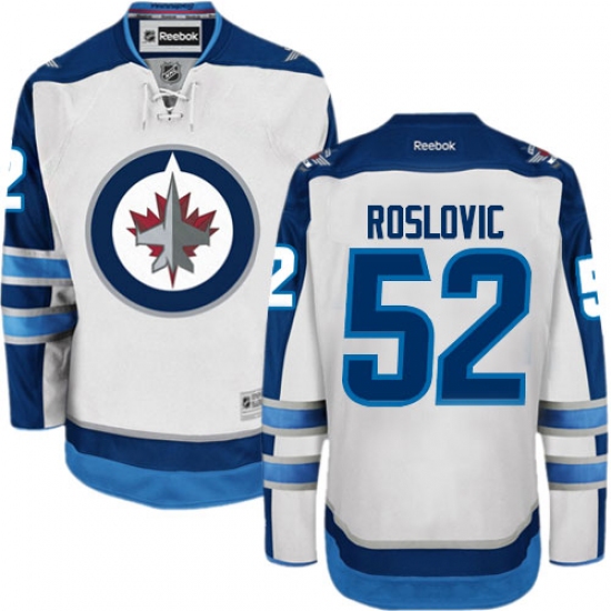 Men's Reebok Winnipeg Jets #52 Jack Roslovic Authentic White Away NHL Jersey - Ujersey