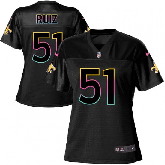 Women's New Orleans Saints #51 Cesar Ruiz Black NFL Fashion Game Jersey - Ujersey