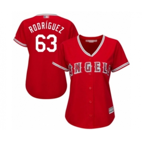 Women's Los Angeles Angels of Anaheim #63 Jose Rodriguez Authentic Red Alternate Cool Base Baseball Player Jersey - Ujersey