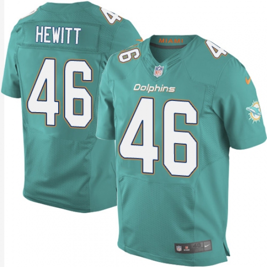 Men's Nike Miami Dolphins #46 Neville Hewitt Elite Aqua Green Team Color NFL Jersey - Ujersey