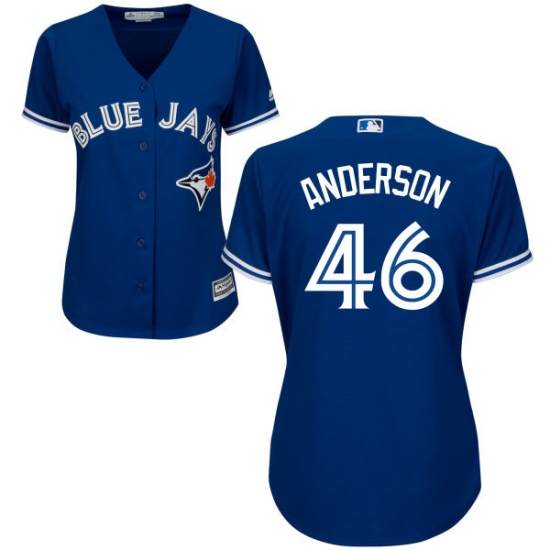 Women's Majestic Toronto Blue Jays #46 Brett Anderson Replica Blue Alternate MLB Jersey - Ujersey