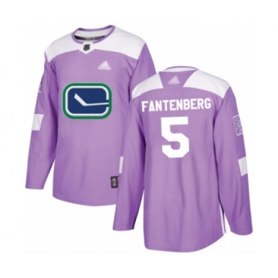 Men's Vancouver Canucks #5 Oscar Fantenberg Authentic Purple Fights Cancer Practice Hockey Jersey - Ujersey