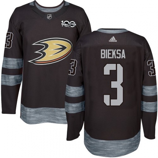 Men's Adidas Anaheim Ducks #3 Kevin Bieksa Authentic Black 1917-2017 100th Anniversary NHL Jersey - Ujersey