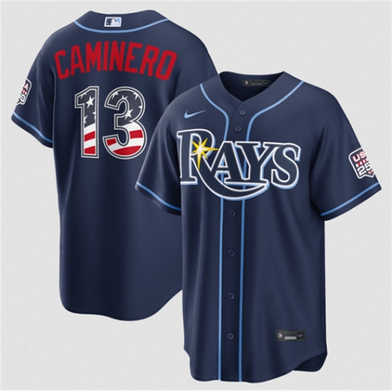 Men's Tampa Bay Rays #13 Junior Caminero Navy 2026 USA 250 Fourth of July Home Stitched Baseball Jersey - Ujersey