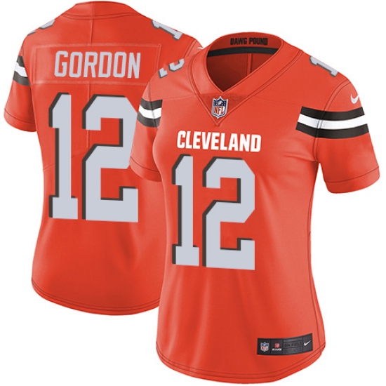 Women's Nike Cleveland Browns #12 Josh Gordon Orange Alternate Vapor Untouchable Limited Player NFL Jersey - Ujersey