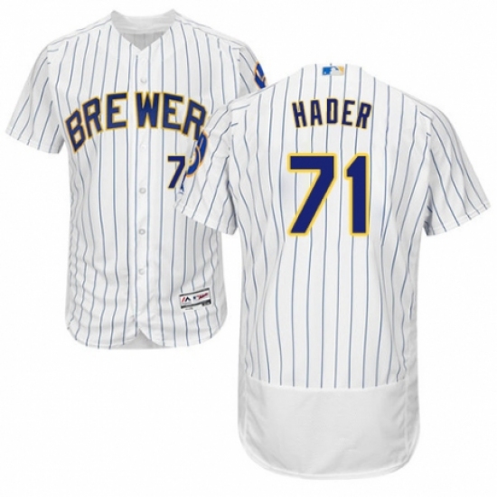 Men's Majestic Milwaukee Brewers #71 Josh Hader White Home Flex Base Authentic Collection MLB Jersey - Ujersey