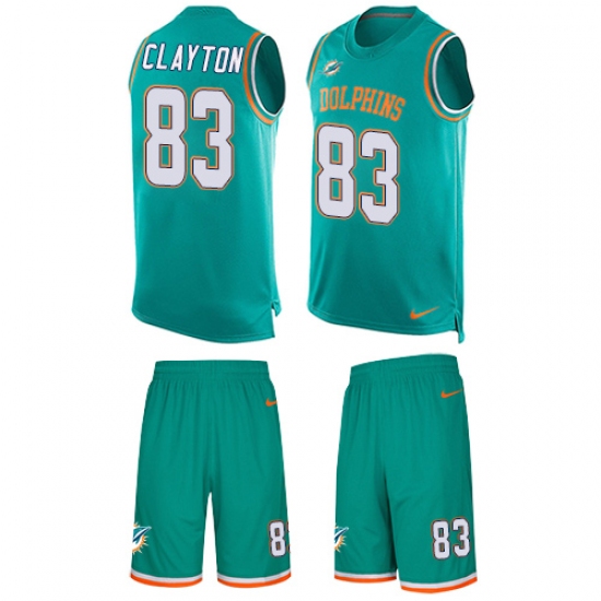 Men's Nike Miami Dolphins #83 Mark Clayton Limited Aqua Green Tank Top Suit NFL Jersey - Ujersey