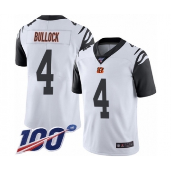 Men's Cincinnati Bengals #4 Randy Bullock Limited White Rush Vapor Untouchable 100th Season Football Jersey - Ujersey
