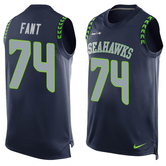 Men's Nike Seattle Seahawks #74 George Fant Limited Steel Blue Player Name & Number Tank Top NFL Jersey - Ujersey
