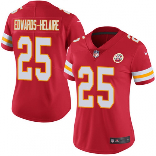 Women's Kansas City Chiefs #25 Clyde Edwards-Helaire Red Team Color Stitched Vapor Untouchable Limited Jersey - Ujersey