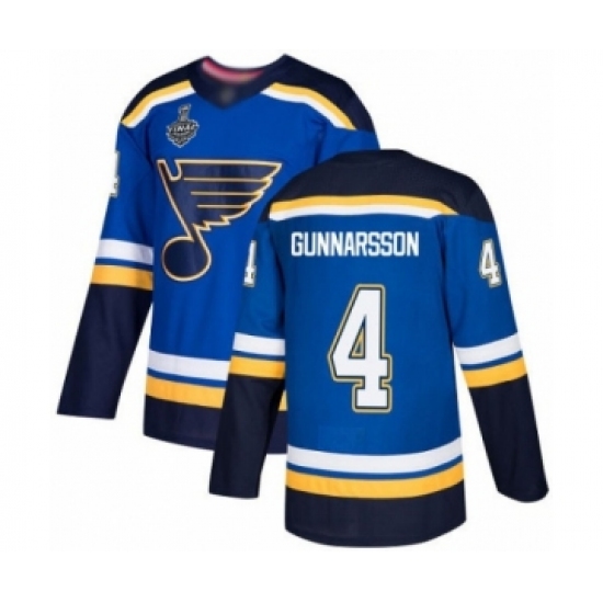 Men's St. Louis Blues #4 Carl Gunnarsson Authentic Royal Blue Home 2019 Stanley Cup Final Bound Hockey Jersey - Ujersey